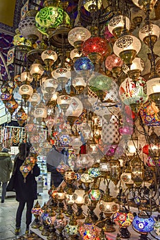 sale of traditional colored lamps in the Estambul Market photo